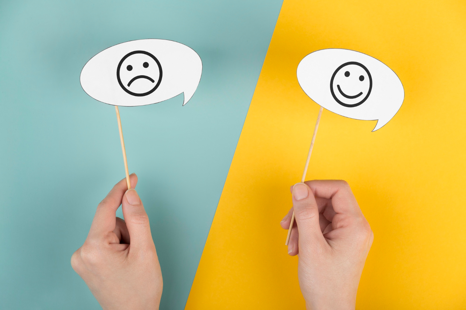 Two types of feedback showing a smiley and sad emotion