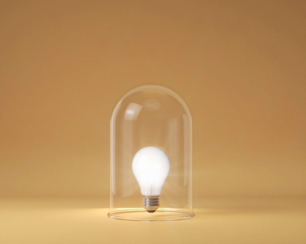 A light bulb placed inside a glass tube