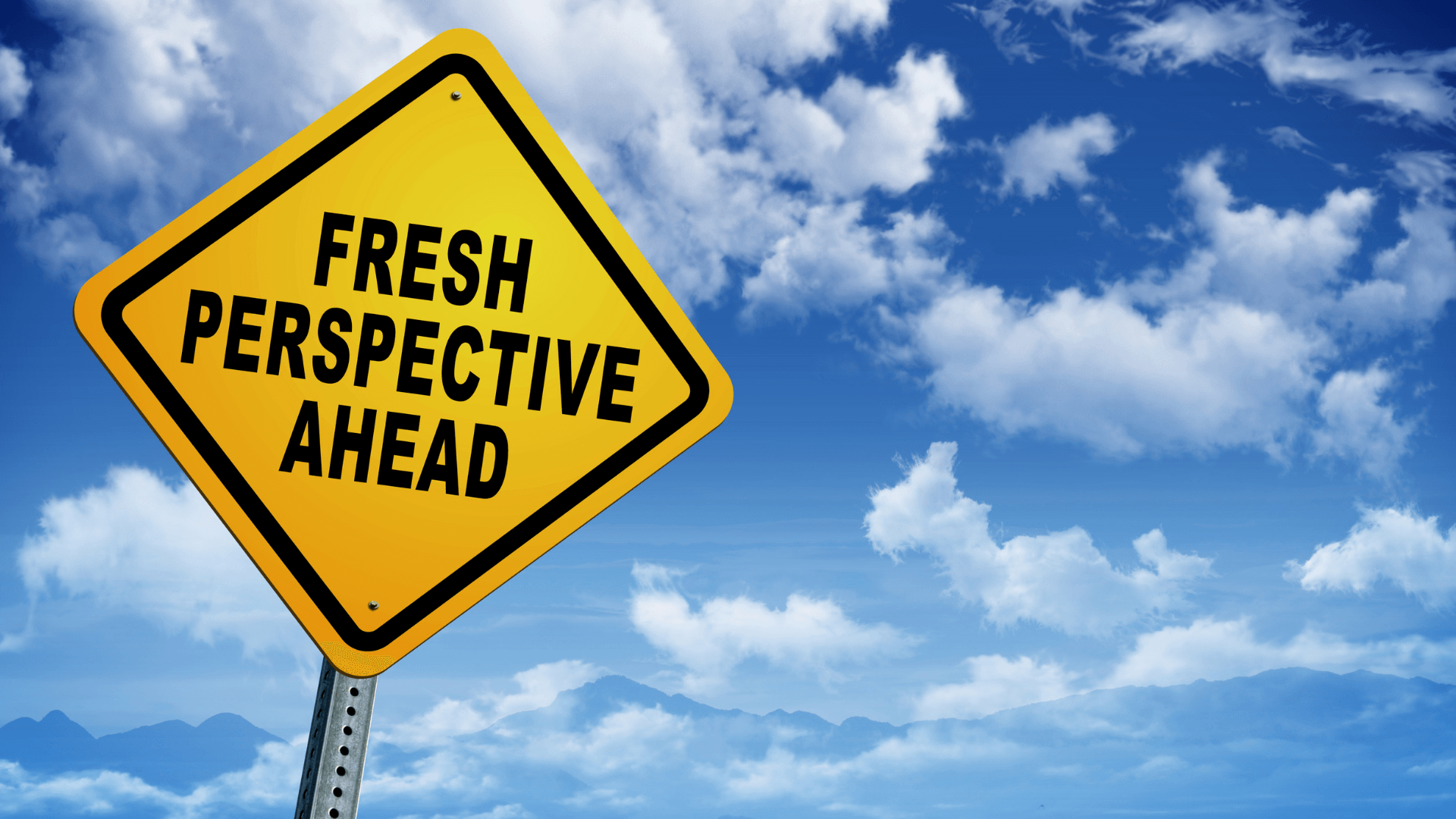 An image of a creative road signage saying, "Fresh Perspective Ahead"