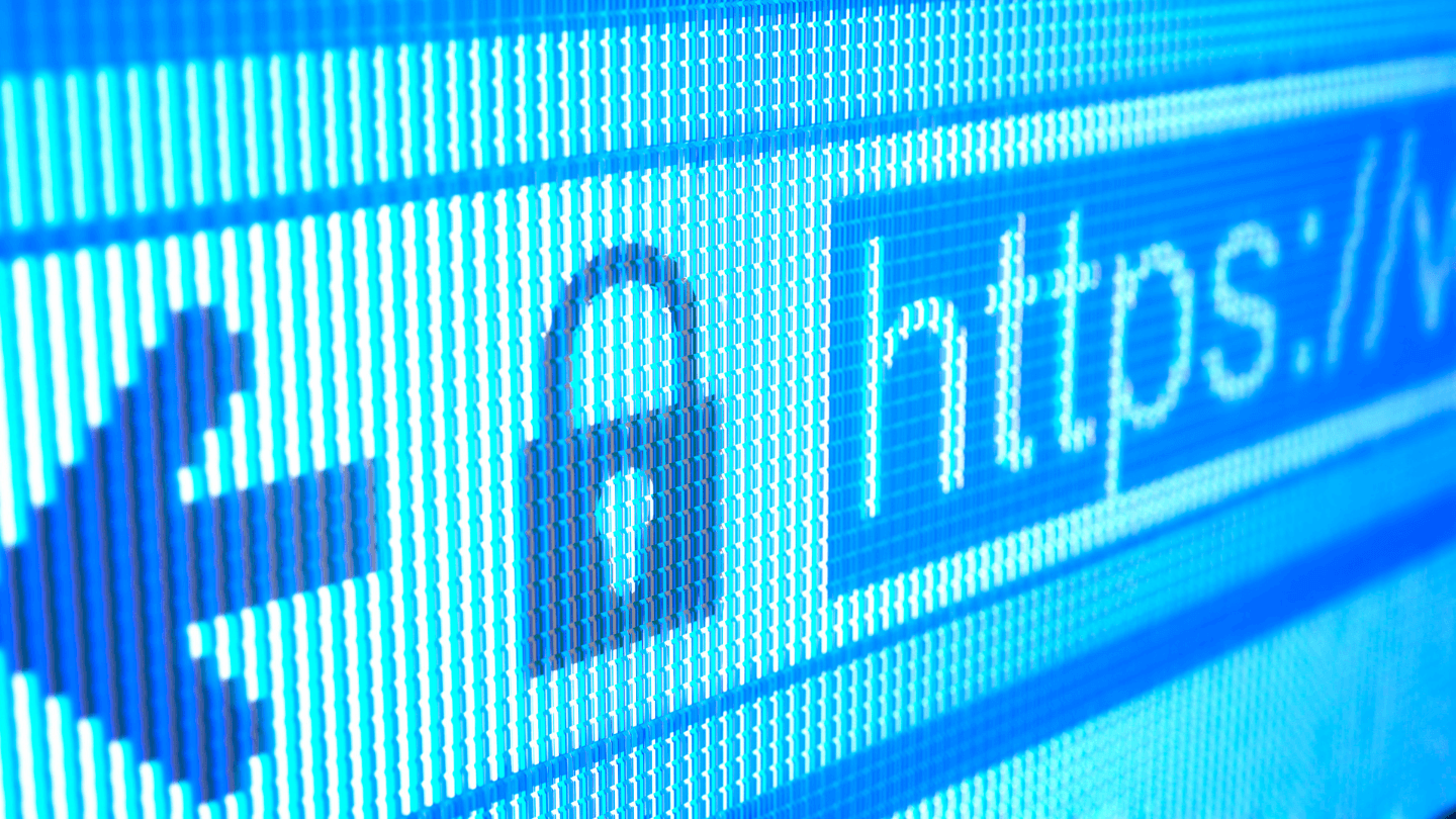 A view of a web address https on a laptop