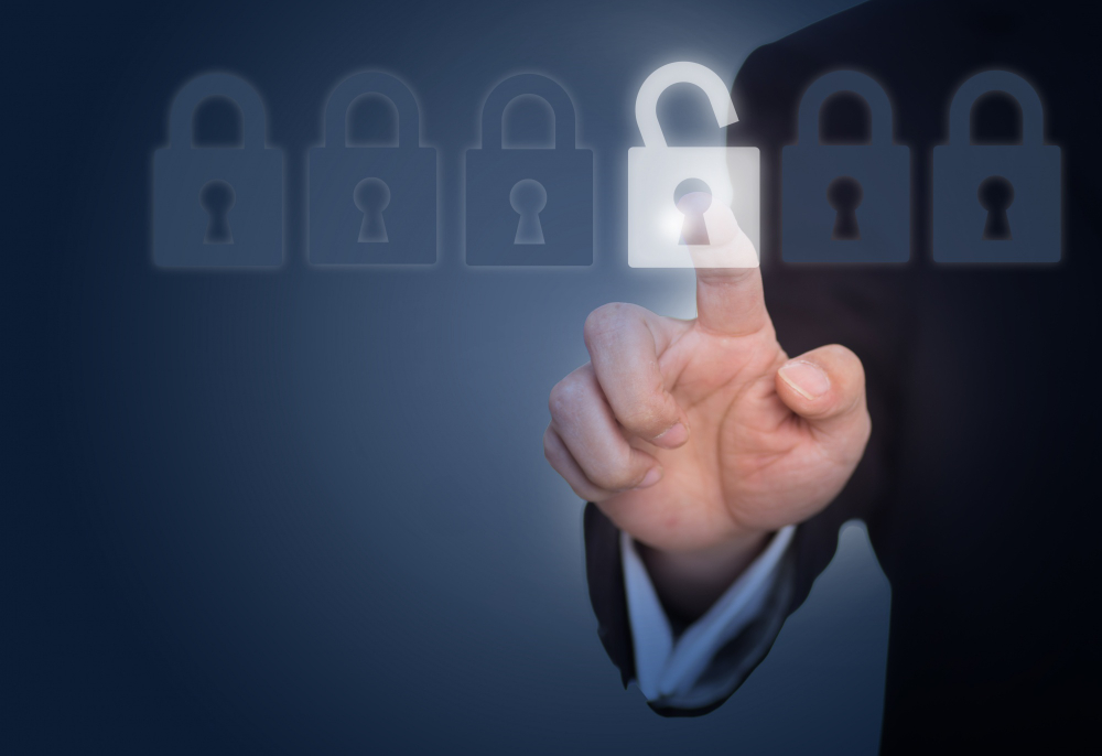 A person unlocking a virtual lock