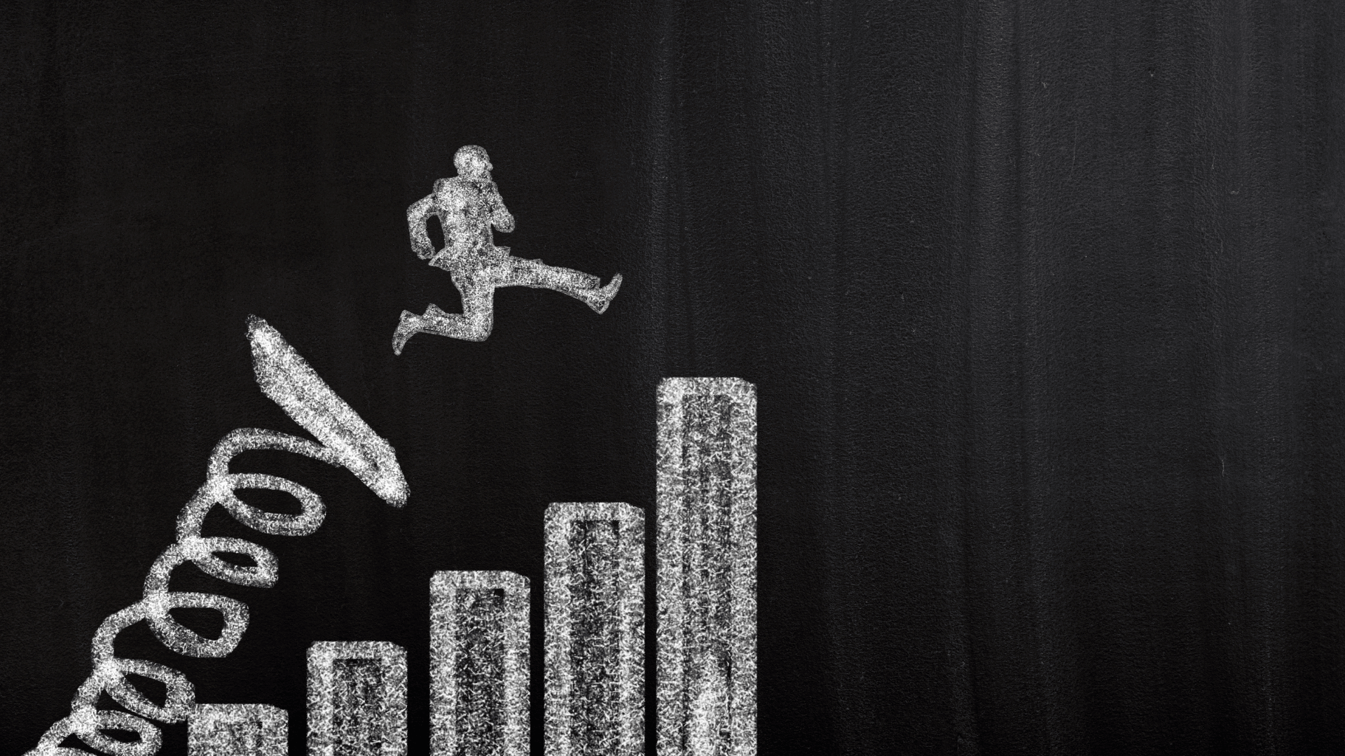 A human figure jumping through a spring to leap beyond the tallest block