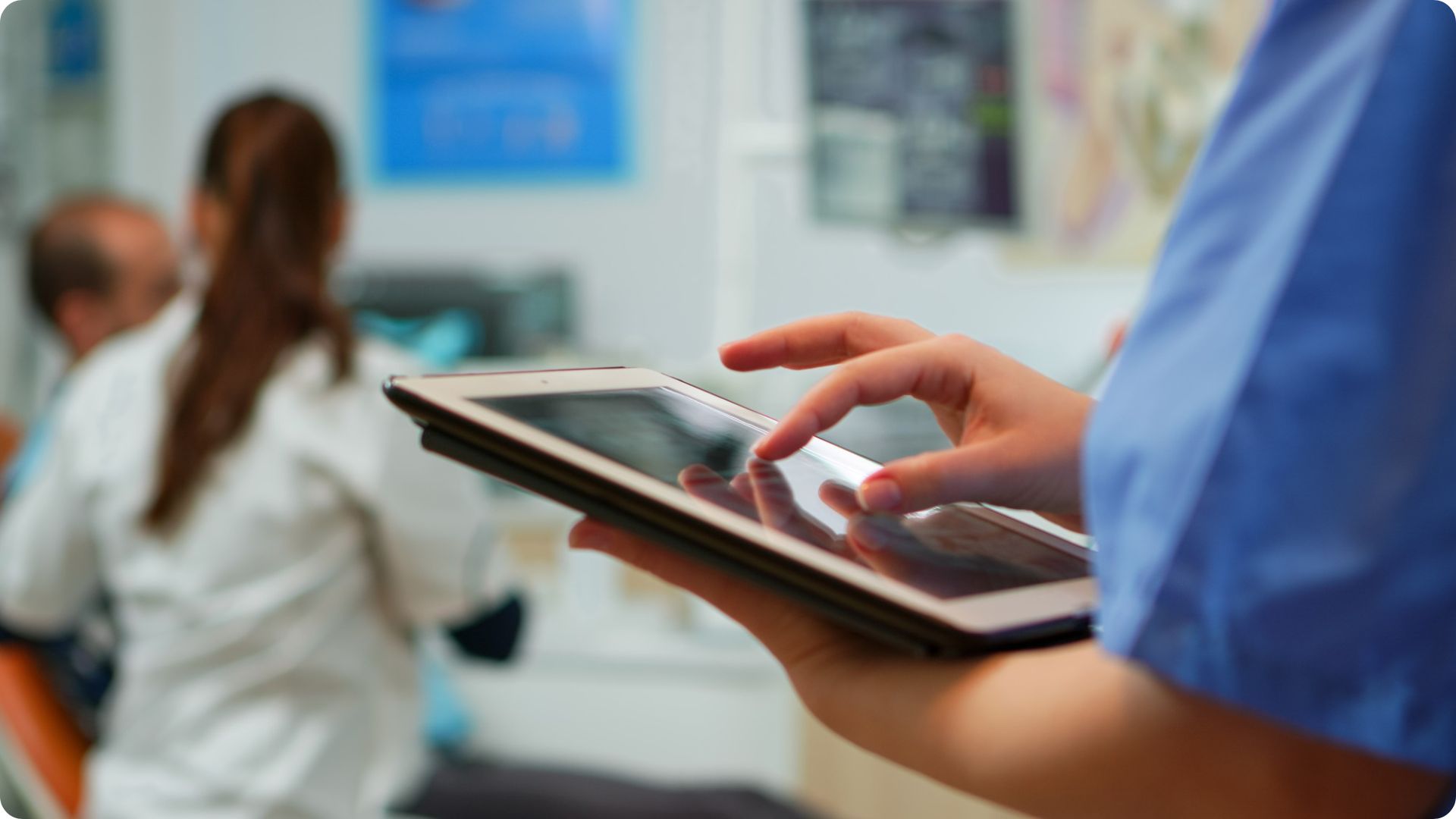 Person browsing on a tablet